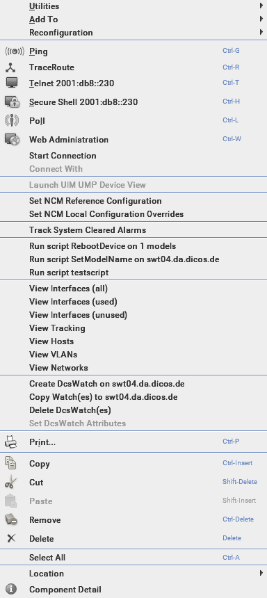 Context menu with DCSWatch entries